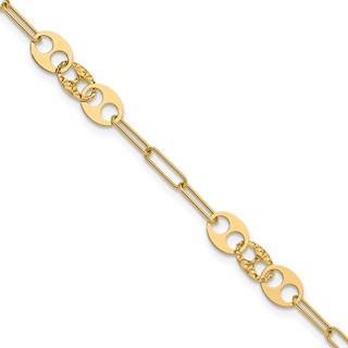 Leslie's 14K Polished and Diamond-cut Fancy Link Bracelet