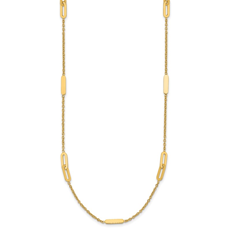 14K Polished Fancy Link with 2in ext. Necklace
