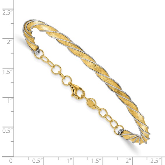 Leslie's 14K Two-tone Polished/Satin/Dia-cut Fancy Adjustable Bangle