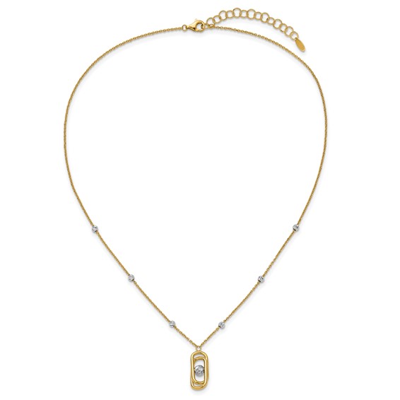 Leslie's 14K Two-tone Polished and Dia-cut Fancy with 2in ext. Necklace
