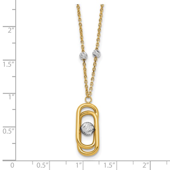 Leslie's 14K Two-tone Polished and Dia-cut Fancy with 2in ext. Necklace