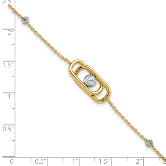 Leslie's 14K Two-tone Polished / Dia-cut Fancy with 1in ext. Bracelet