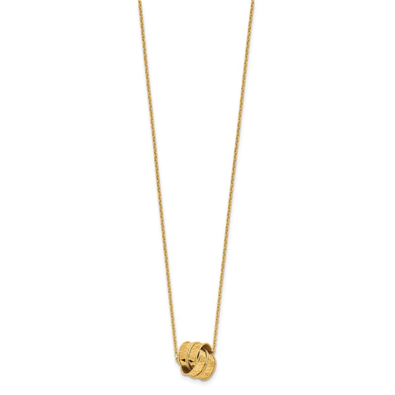 14K Polished and Diamond-cut Fancy Knot with 2in ext. Necklace