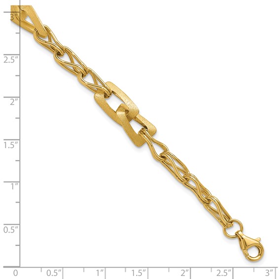 Leslie's 14K Polished and Satin Fancy Link with 1in ext. Bracelet