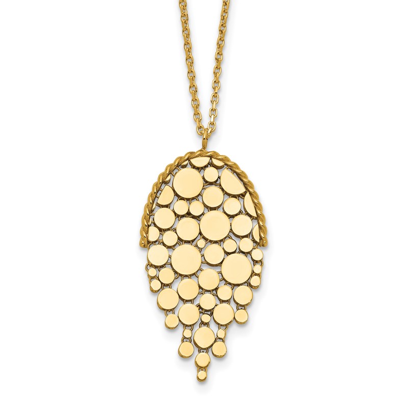 14K Polished Fancy with 2in ext. Necklace