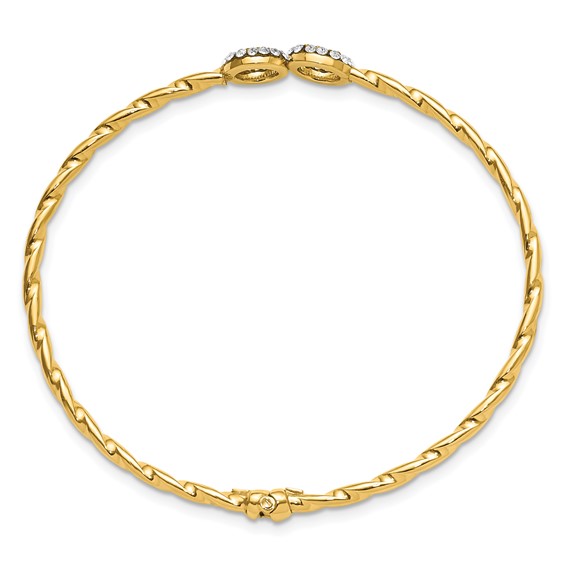 Leslie's 14K Polished and Twisted with Crystal Hinged Bangle