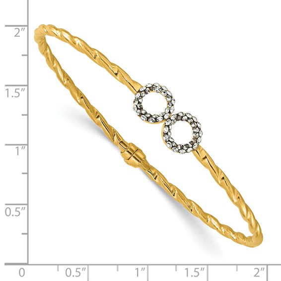 Leslie's 14K Polished and Twisted with Crystal Hinged Bangle