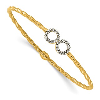 Leslie's 14K Polished and Twisted with Crystal Hinged Bangle