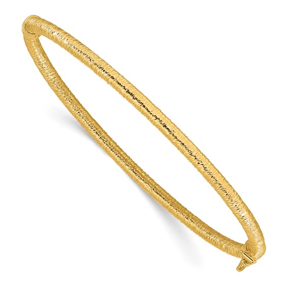 Leslie's 14K Polished and Textured Hinged Bangle