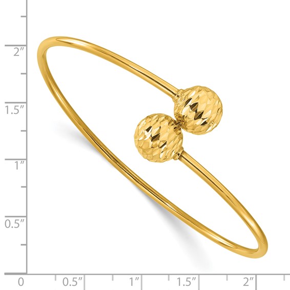 Leslie's 14K Polished and Diamond-cut Bypass Cuff Bangle