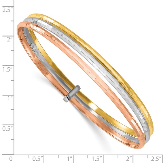 Leslie's 14K w/Wht and Rose Rhodium  Polished 3-row Slip-on Bangle