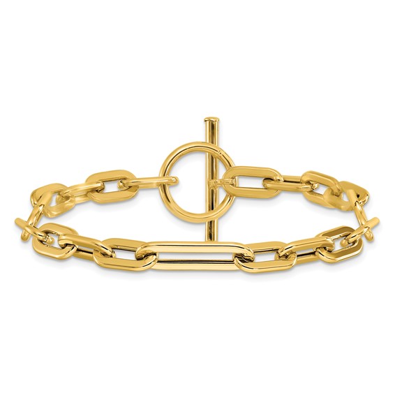 Leslie's 14K Polished Fancy Link Toggle Clasp Bracelet