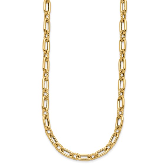Leslie's 14K Polished & Textured Fancy Link Necklace
