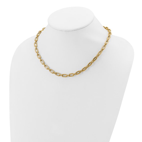 Leslie's 14K Polished & Textured Fancy Link Necklace