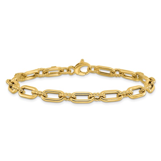 Leslie's 14K Polished & Textured Fancy Link Bracelet