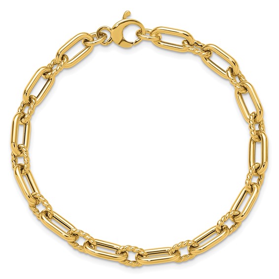 Leslie's 14K Polished & Textured Fancy Link Bracelet