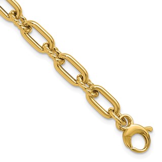 Leslie's 14K Polished & Textured Fancy Link Bracelet