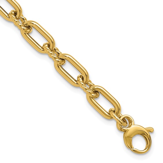 Leslie's 14K Polished & Textured Fancy Link Bracelet