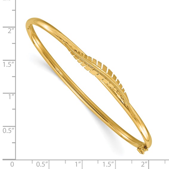 Leslie's 14K Polished Leaf Hinged Bangle