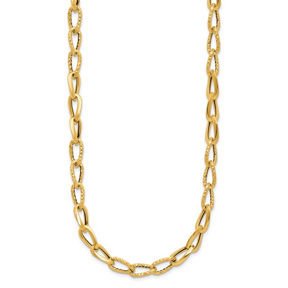 Leslie's 14K Polished and Diamond-cut Fancy Link Necklace