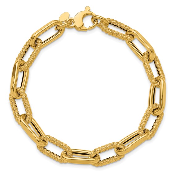 Leslie's 14K Polished and Textured Fancy Link Bracelet