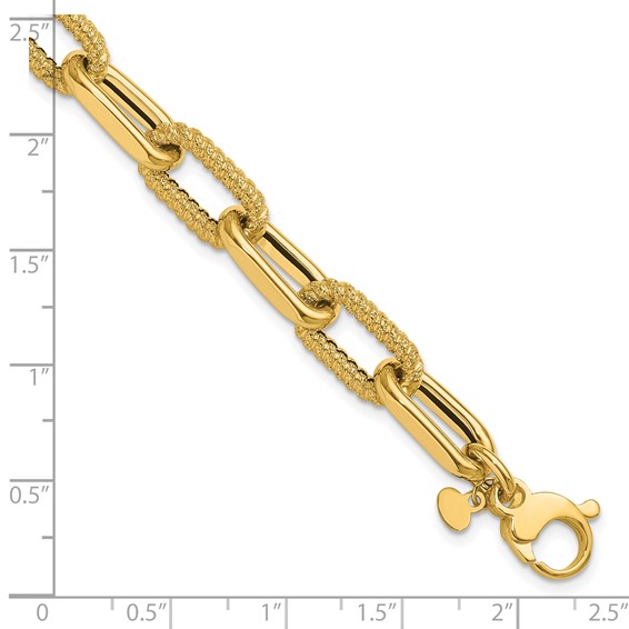 Leslie's 14K Polished and Textured Fancy Link Bracelet