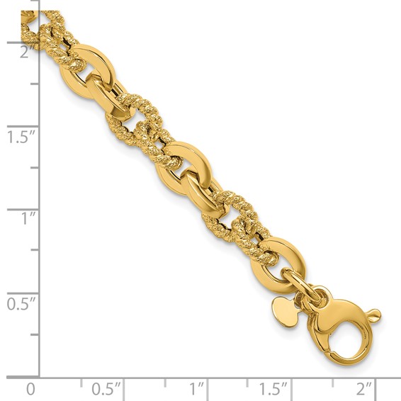 Leslie's 14K Polished and Textured Fancy Link Bracelet