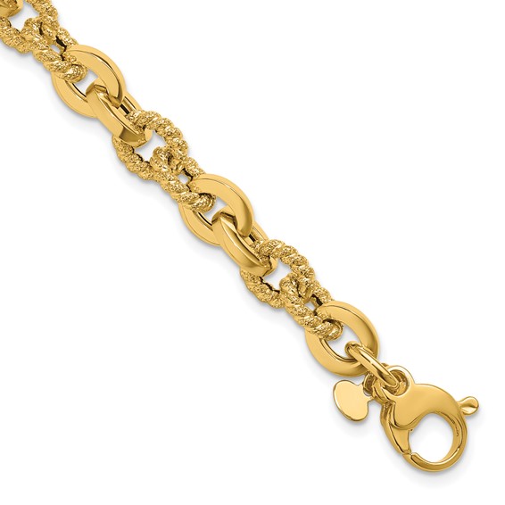 Leslie's 14K Polished and Textured Fancy Link Bracelet
