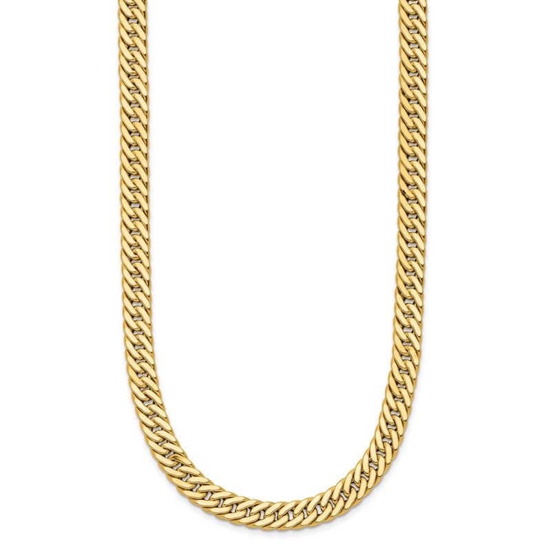 14K Polished and Satin Reversible Fancy Curb Necklace