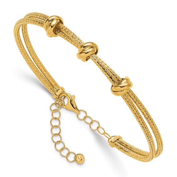 Leslie's 14K Polished Woven 3 Knot Adjustable Bangle