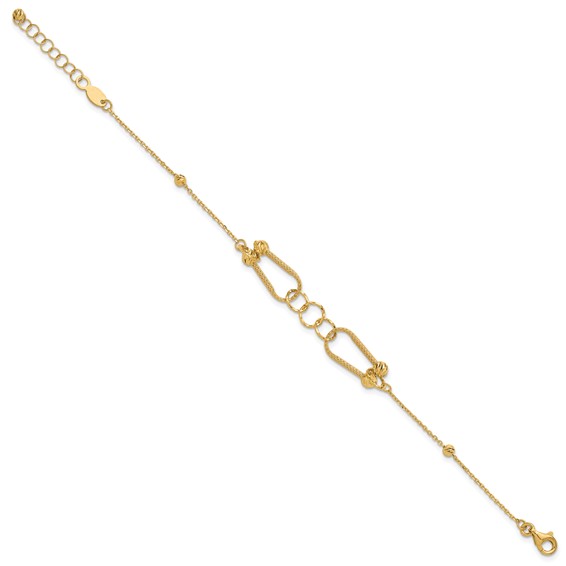 Leslie's 14K Polished and Diamond-cut Fancy Link with 1in ext. Bracelet