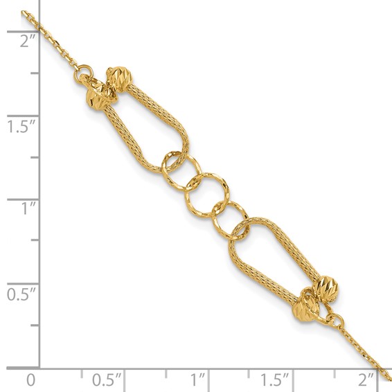 Leslie's 14K Polished and Diamond-cut Fancy Link with 1in ext. Bracelet