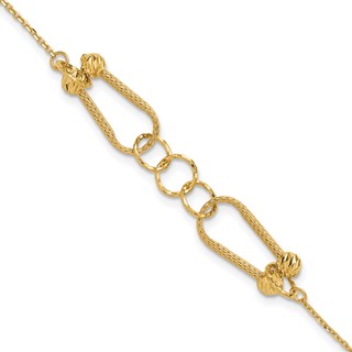 Leslie's 14K Polished and Diamond-cut Fancy Link with 1in ext. Bracelet