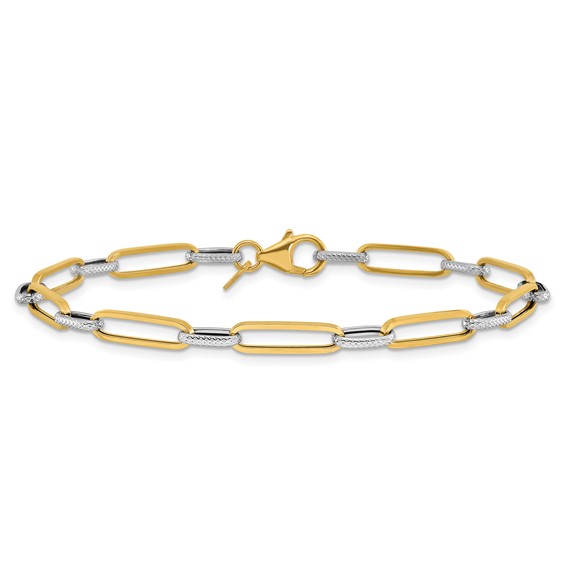 Leslie's 14K Polished/Textured Fancy Link Bracelets