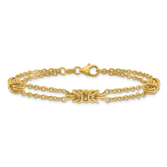 Leslie's 14K Polished and Textured Multi-strand Bracelet