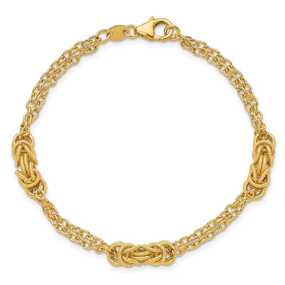 Leslie's 14K Polished and Textured Multi-strand Bracelet