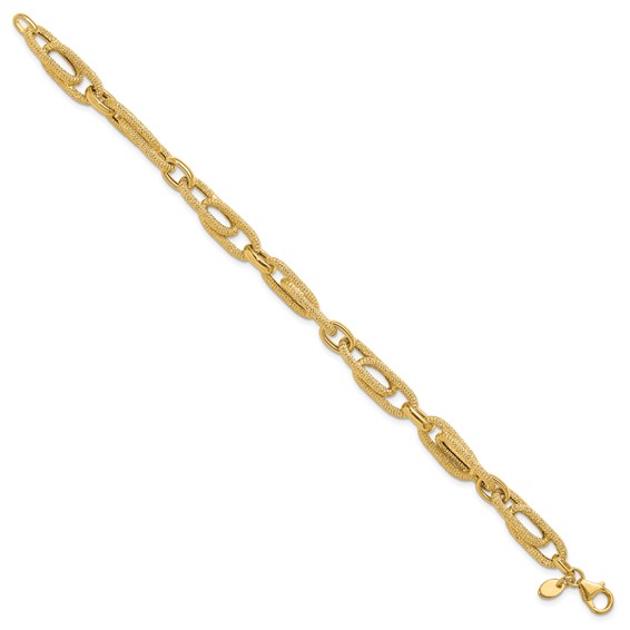 Leslie's 14K Polished and Textured Fancy Link Bracelet