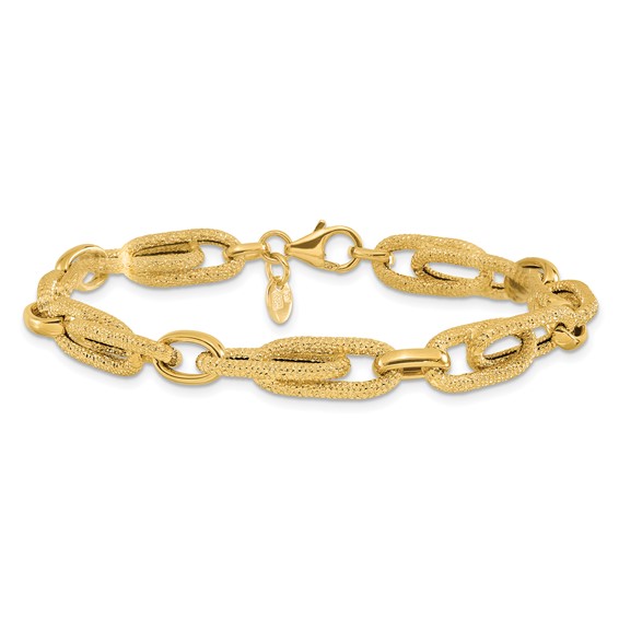 Leslie's 14K Polished and Textured Fancy Link Bracelet