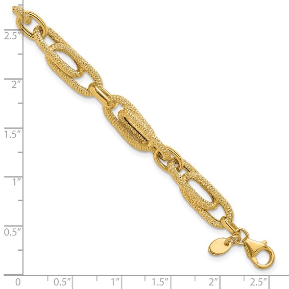 Leslie's 14K Polished and Textured Fancy Link Bracelet