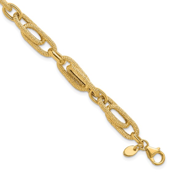 Leslie's 14K Polished and Textured Fancy Link Bracelet