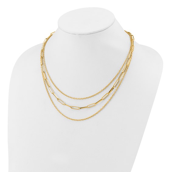 Leslie's 14K Polished 3-strand Fancy Link Necklace