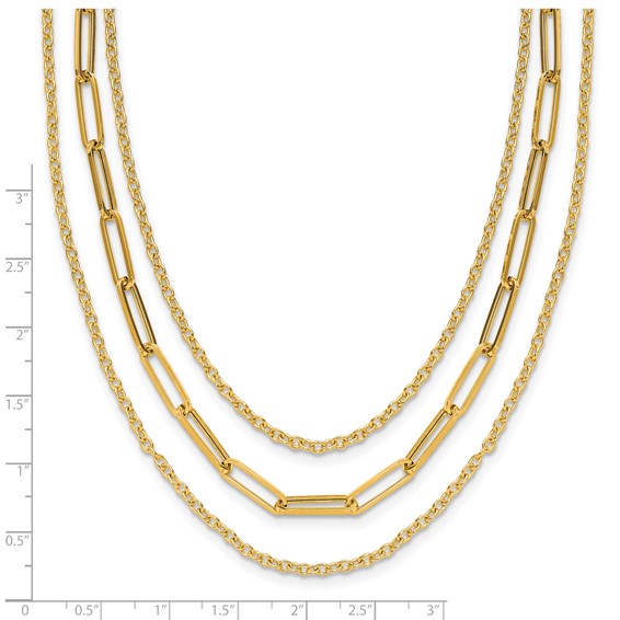 Leslie's 14K Polished 3-strand Fancy Link Necklace