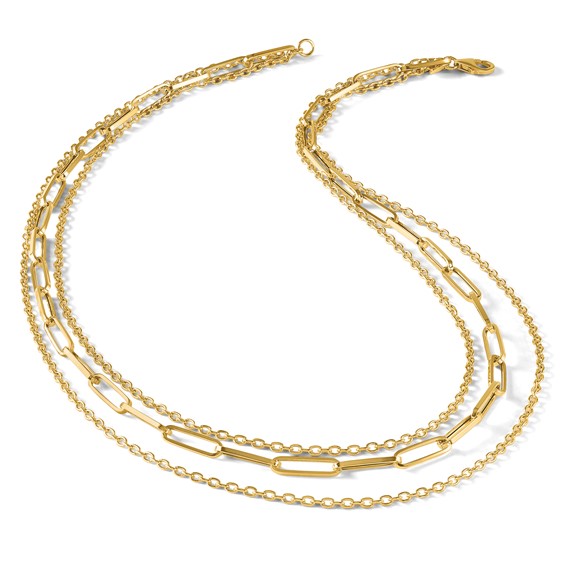 Leslie's 14K Polished 3-strand Fancy Link Necklace