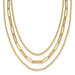 Leslie's 14K Polished 3-strand Fancy Link Necklace