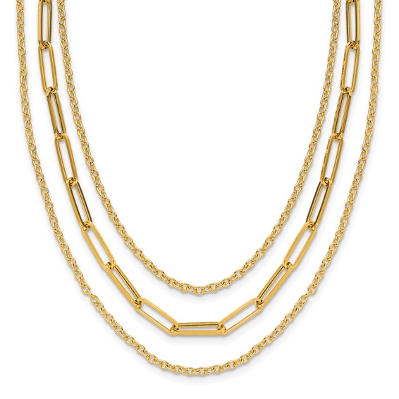 Leslie's 14K Polished 3-strand Fancy Link Necklace