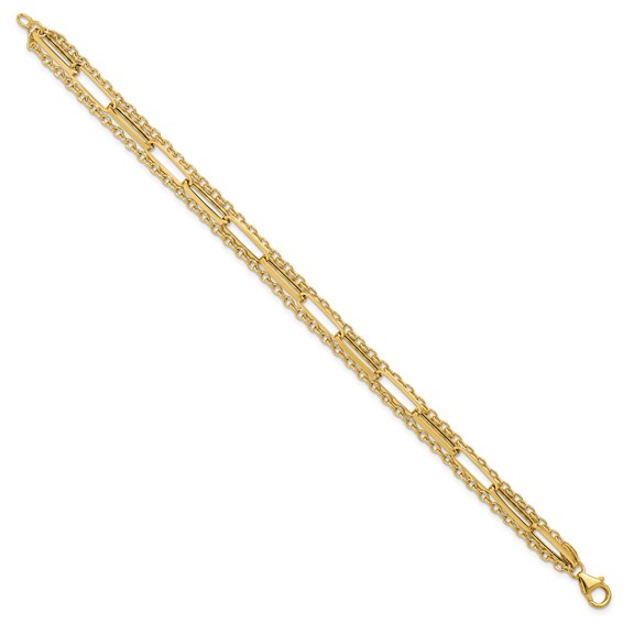 Leslie's 14K Polished 3-strand Fancy Link Bracelet