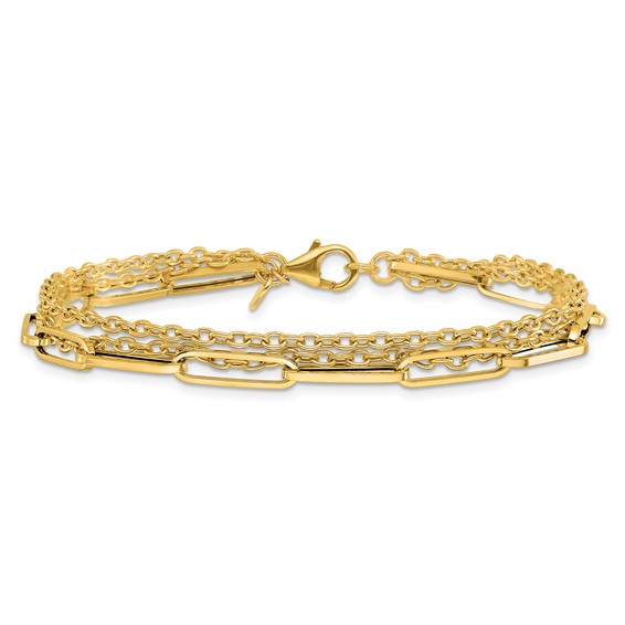 Leslie's 14K Polished 3-strand Fancy Link Bracelet