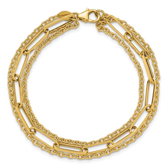 Leslie's 14K Polished 3-strand Fancy Link Bracelet