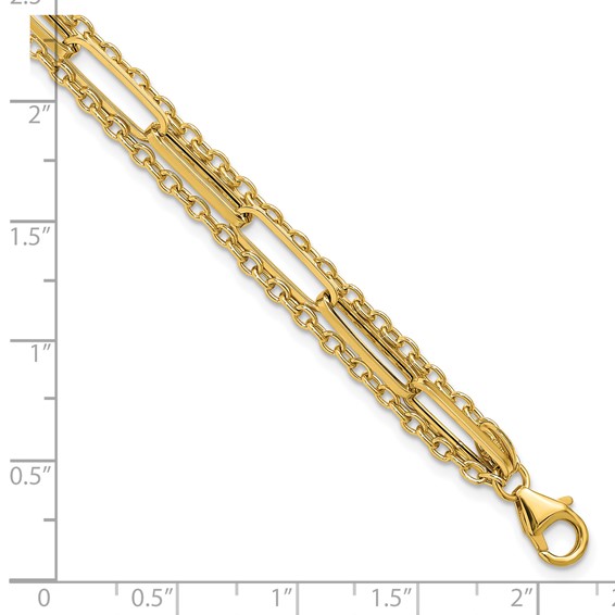 Leslie's 14K Polished 3-strand Fancy Link Bracelet