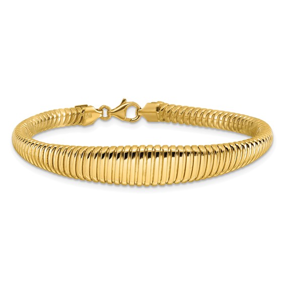 Leslie's 14K Polished Ridged Graduated Bracelet